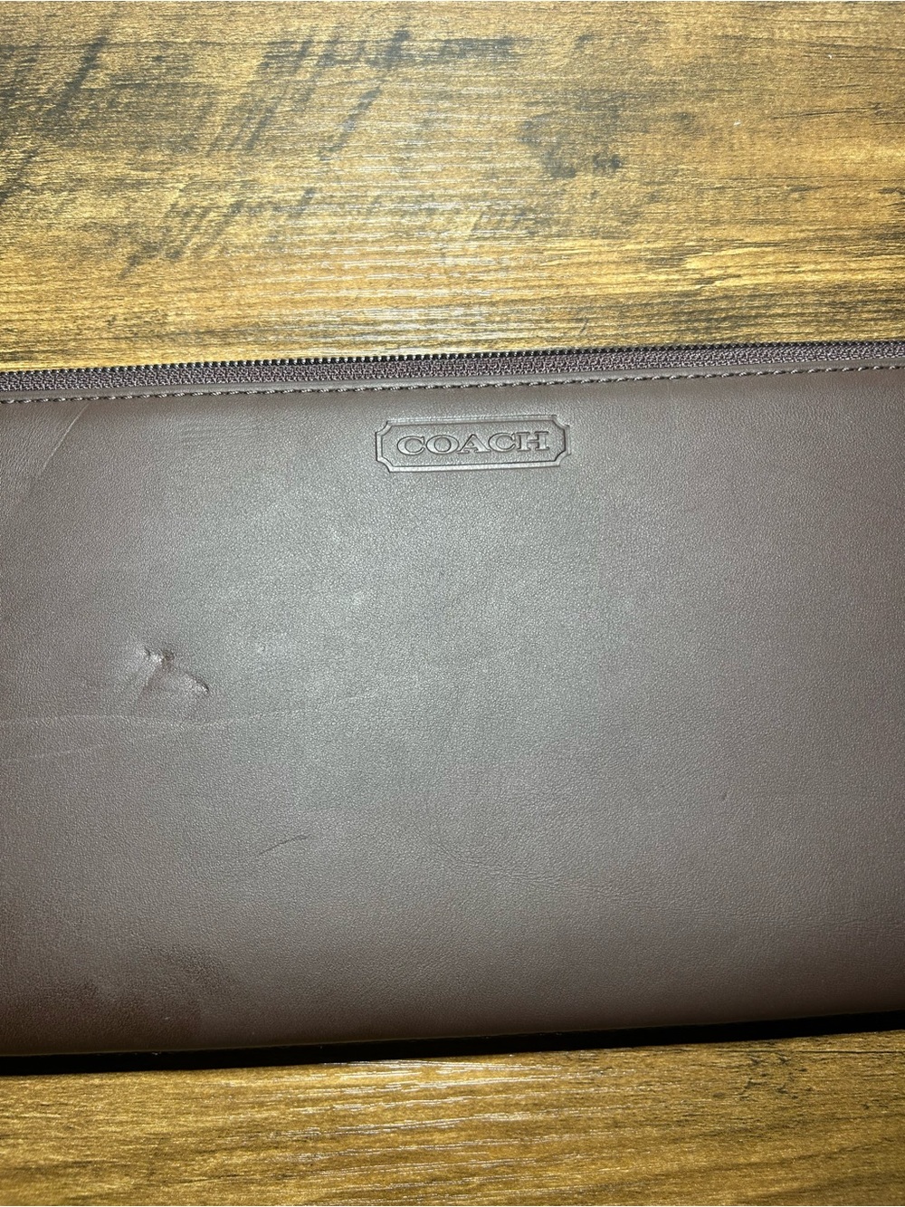 COACH Brown Leather Jewelry holder with Embossed Logo